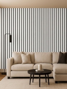 Panou Riflaj Decorativ MDF Alb, 2.8m x 0.60m x 9mm - Img 2
