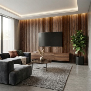 Panou Riflaj Decorativ MDF Stejar Texturat, 2.8m x 0.60m x 9mm - Img 3