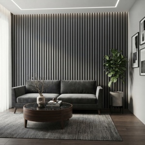 Panou Riflaj Decorativ MDF Gri Antracit, 2.8m x 0.60m x 9mm - Img 2