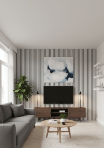 Panou Riflaj Decorativ MDF Gri Deschis, 2.8m x 0.60m x 9mm - Img 2
