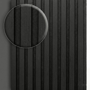 Panou Riflaj Decorativ MDF Negru Mat, 2.8m x 1m x 9mm