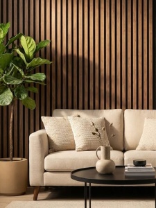Panou Riflaj Decorativ MDF Nuc Închis, 2.8m x 0.60m x 9mm - Img 2