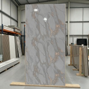 Placă Decorativă Model Marmură Silver Gold cu Dublu Click 2.80m