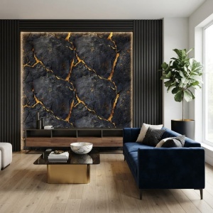 Placă Decorativă PVC cu Aspect de Marmură Magma Gold 1.22 x 2.4 m