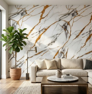 Placă PVC Decorativă Model Marmură Golden Line 2.44m x 1.22m - Img 2