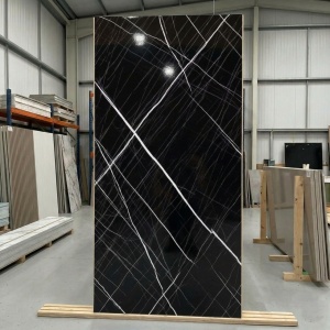 Placă PVC Model Marmură Neagră cu Vene Albe 2.4 m x 1.22 m Grosime 2.5 mm