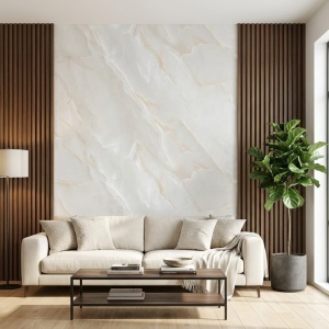 Placă Decorativă PVC cu Aspect de Onix Alb-Crem 1.22 x 2.4 m