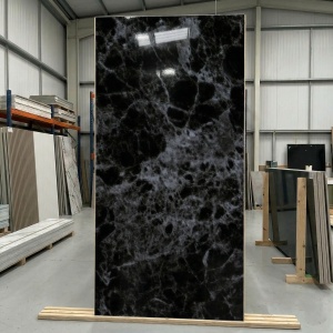 Placă PVC Black Royal Marble, Textură Marmură Imperială, 1.22 x 2.4 m, Grosime 2.5 mm