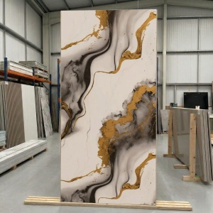 Placă PVC Decorativă Model Golden Smoke Art H 2.4 m x L 1.22 m Grosime 2.5mm