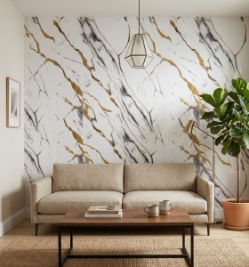 Placă PVC Decorativă Model Marmură Calacatta Majestic 1.22 x 2.4 m Grosime 2.5 mm - Img 2