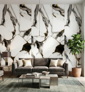 Placă PVC Decorativă Model Marquina 2.4m x 1.22m Grosime 2.5mm - Img 2
