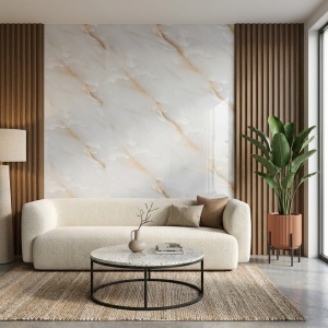 Placă Decorativă PVC cu Aspect de Marmură Onyx Amber 1.22 x 2.4 m
