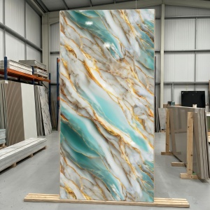 Placă PVC Decorativă Model Emerald Gold Onyx 2.8 m x 1.22 m Grosime 2.5 mm