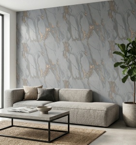 Placă Decorativă Model Marmură Silver Gold cu Dublu Click 2.80m - Img 2