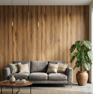 Placă PVC Aspect Lemn Rustic de Nuc 1.22 x 2.4 m Grosime 2.5 mm - Img 2