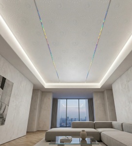 Placă Decorativă Tavan Model Perlat Alb cu Dublu Click 2.80m - Img 2
