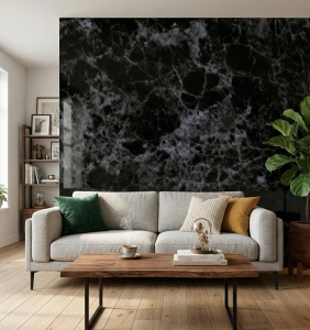 Placă PVC Black Royal Marble, Textură Marmură Imperială, 1.22 x 2.4 m, Grosime 2.5 mm - Img 2
