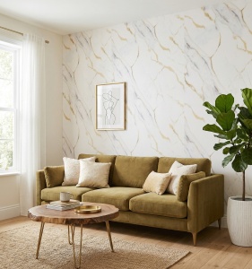 Placă PVC Decorativă Model Calacatta Gold Dust 2.4m x 1.22m, Grosime 2.5mm - Img 3