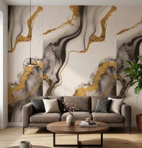 Placă PVC Decorativă Model Golden Smoke Art H 2.4 m x L 1.22 m Grosime 2.5mm - Img 2