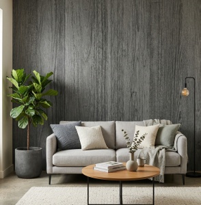 Placă Decorativă Model Charcoal Oak Wood cu Dublu Click 2.80m - Img 2