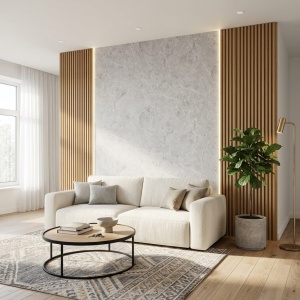 Placă Decorativă PVC cu Aspect de Marmură Gri cu Nervuri Albe 1.22 x 2.4 m - Img 3