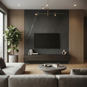 Placă Decorativă PVC cu Aspect de Marmură Neagră cu Nervuri Albe Nero Marquina 2.44 x 1.22m