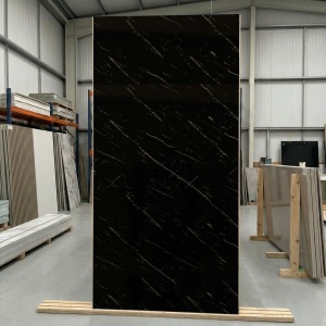 Placă PVC Decorativă Model Black Marble Elegance 2.4 m x 1.22 m Grosime 2.5 mm