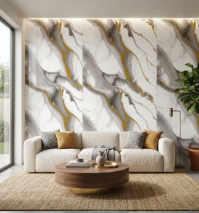 Placă PVC Decorativă Model Calacatta Gold Fusion 1.22 x 2.4 m Grosime 2.5 mm - Img 2