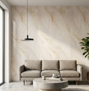 Placă PVC Decorativă Model Onyx Pearl Cream 2.4m x 1.22m Grosime 2.5mm - Img 2