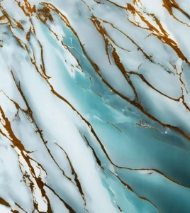 Placă PVC Marmură Ocean Turquoise cu Inserții Aurii 2.8 m x 1.22 m Grosime 2.5 mm - Img 3