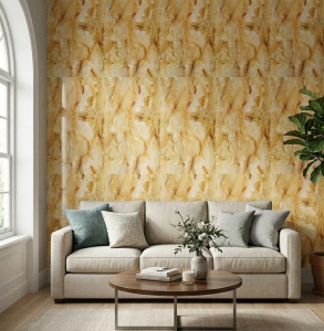 Placă Decorativă Model Marmură Golden Onyx cu Dublu Click 2.80m - Img 2