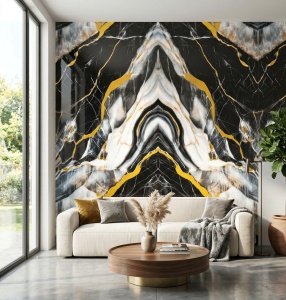 Placă PVC Decorativă Model Black Gold Symphony 1.22 x 2.4 m Grosime 2.5 mm - Img 2