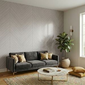 Placă PVC Decorativă Model Silver Birch Chevron 2.8 m x 1.22 m Grosime 2.5 mm - Img 2