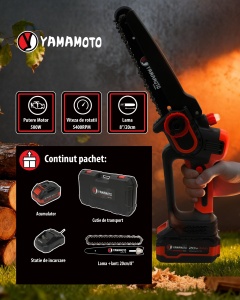 Mini drujba 8" pe acumulator cu 1 acumulator 20v/4Ah si incarcator YAMAMOTO YBS-84 5400 rot/min, Brushless - Img 2