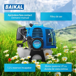Motocoasa pe benzina BAIKAL BK5500, 4.7CP, 2T, 10000rpm - Img 2