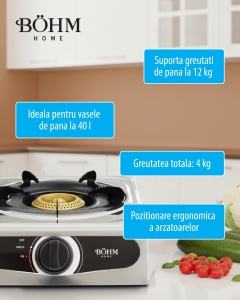 Plită cu un arzător și aprindere electrică BÖHM BG-MG-001C - Img 6