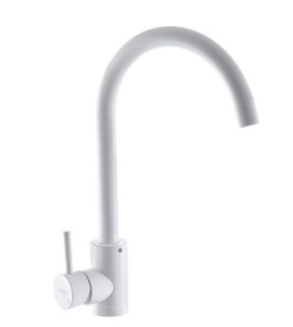 Baterie bucatarie MIXXUS SUS-011WHITE din otel inoxidabil, Monocomanda, Racorduri incluse - Img 1