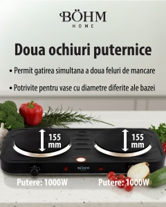 Plită electrică dublă BÖHM BE-H-004L-B negru - Img 6