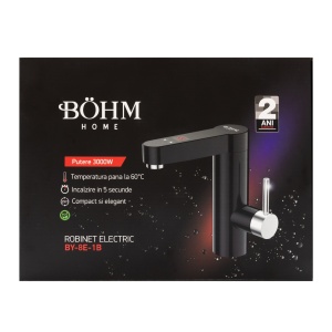 Robinet electric Negru, Compact cu afisaj digital BÖHM BY-8E-1B, 3000 W - Img 2