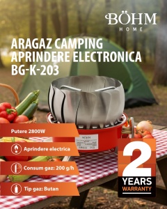 Arzător portabil rezistent la vânt BÖHM BG-K-203 Propan/butan