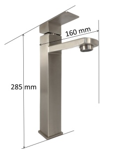 Baterie lavoar MIXXUS KUB-001-HIGH din otel inoxidabil, Monocomanda, Racorduri incluse - Img 3