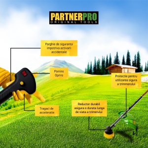 Motocoasa pe benzina PARTNER PRO DX52E 5.5 CP , 2T , 9000 rpm - Img 4