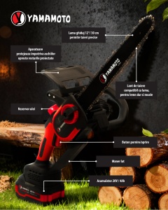 Mini drujba 12" pe acumulator cu 1 acumulator 20V/ 4Ah si incarcator YAMAMOTO YBS-124, 6200 rot/min, Brushless - Img 2