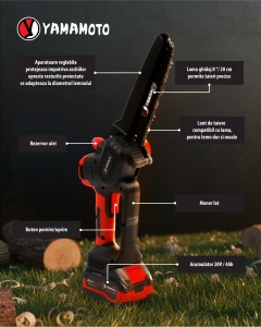 Mini drujba 8" pe acumulator cu 1 acumulator 20v/4Ah si incarcator YAMAMOTO YBS-84 5400 rot/min, Brushless - Img 3