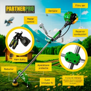 Motocoasa pe benzina PartnerPro PP5600 , 4 T, 5.6CP, 52CC - Img 3