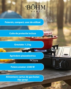 Plita cu un arzator pe gaz Camping BÖHM BG-K-001, GPL, 2.3 kW - Img 10