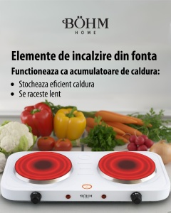 Plită electrică dublă BÖHM BE-H-004L-W Alb - Img 8