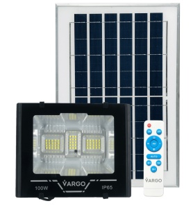 Proiector cu panou solar si telecomanda 100 W, 6500 K V-117924 VARGO