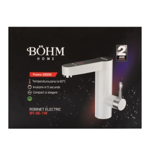Robinet electric Alb, Compact cu afisaj digital BY-8E-1W BÖHM 3000 W - Img 2