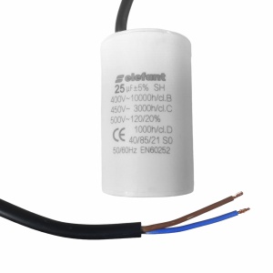 Condensator cu fire CBB60 25µF 45x72mm 450V, Elefant